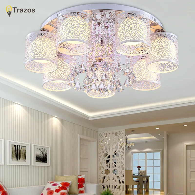 

2019 New Round Crystal Ceiling Light For Living Room Indoor Lamp with Remote Controlled luminaria home decoration Free Shipping