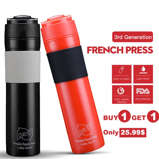 Coffee Pot 350ml Plastic Outdoor Vacuum Plunger Portable Coffee Pot 350ml Plastic Outdoor Vacuum Plunger Portable French Press With Filter Travel Mug