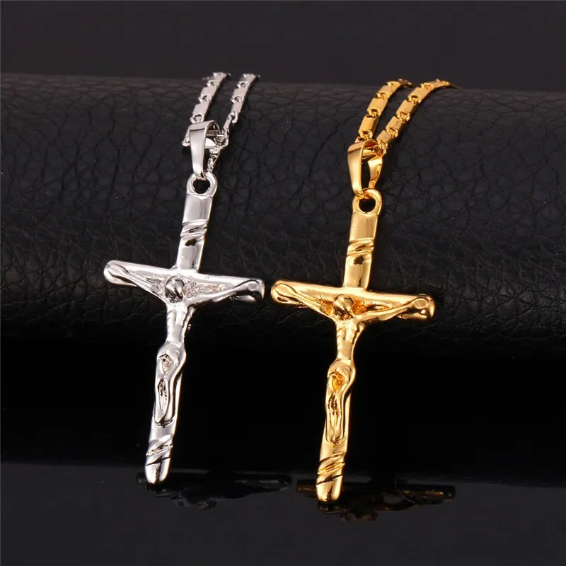 Ожерелье с крестом и кулонами, ожерелье золотого/черного цвета для женщин/мужчин,, христианское ювелирное изделие с Иисусом, P257