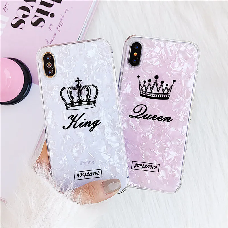 

DIFFRBEAUTY Fashion Simple Queen king Shell Phone Case For iphone 6S Case For Apple iphone X 6 7 8 Plus Cover Luxury Cases Coque