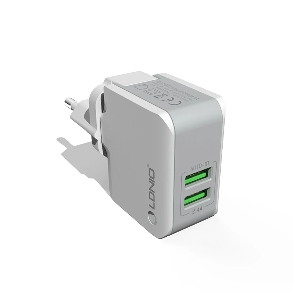 Быстрое зарядное устройство LDNIO A с двумя USB портами типа C европейская вилка