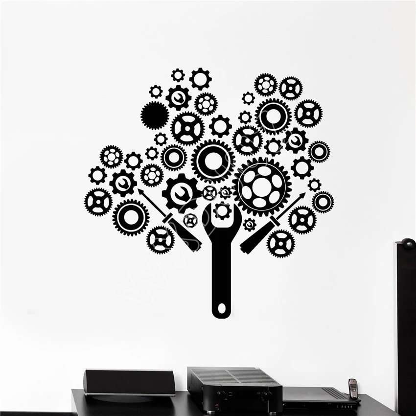 WXDUUZ Vinyl Wall Decal Gears Mechanic Auto Car Service Garage Repair