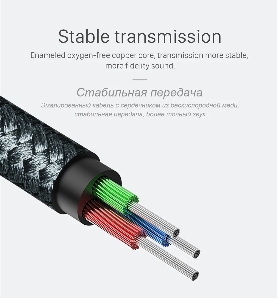HOCO Audio Jack 3.5mm Jack Male to Male with Microphone Headphone AUX Cable for All Smartphone Car Subwoofer Speaker MP3/4 1m