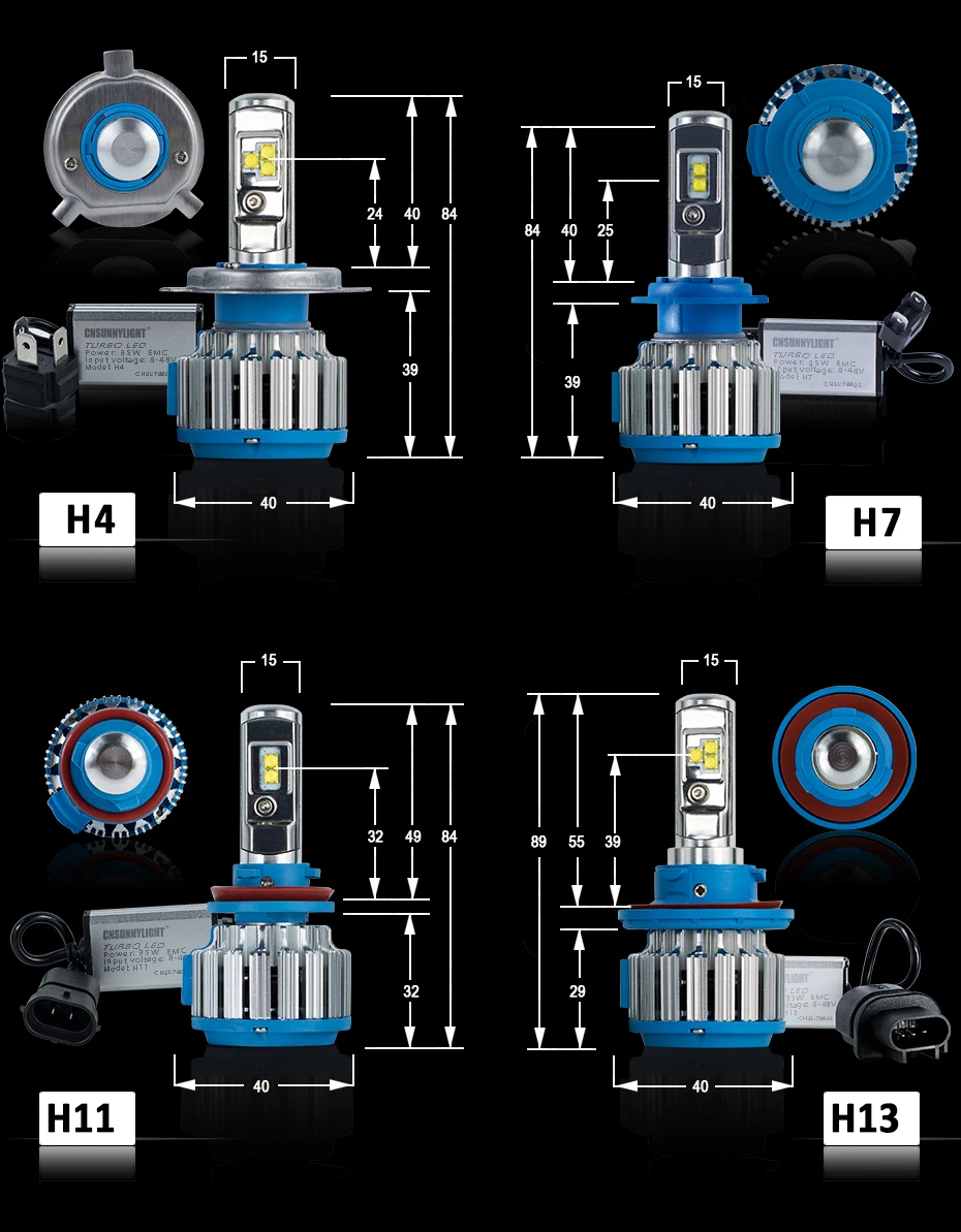 T1 LED CAR HEADLIGHT H4 H7 H11 H1 (9)