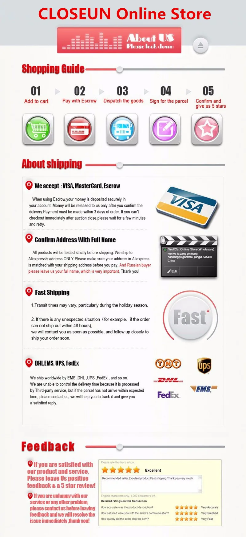 details shipping information