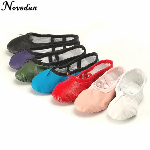 Leather Flat Slippers White Pink Black Salsa Ballet Shoes For Girls Children Woman Yoga Gym Dance Shoes