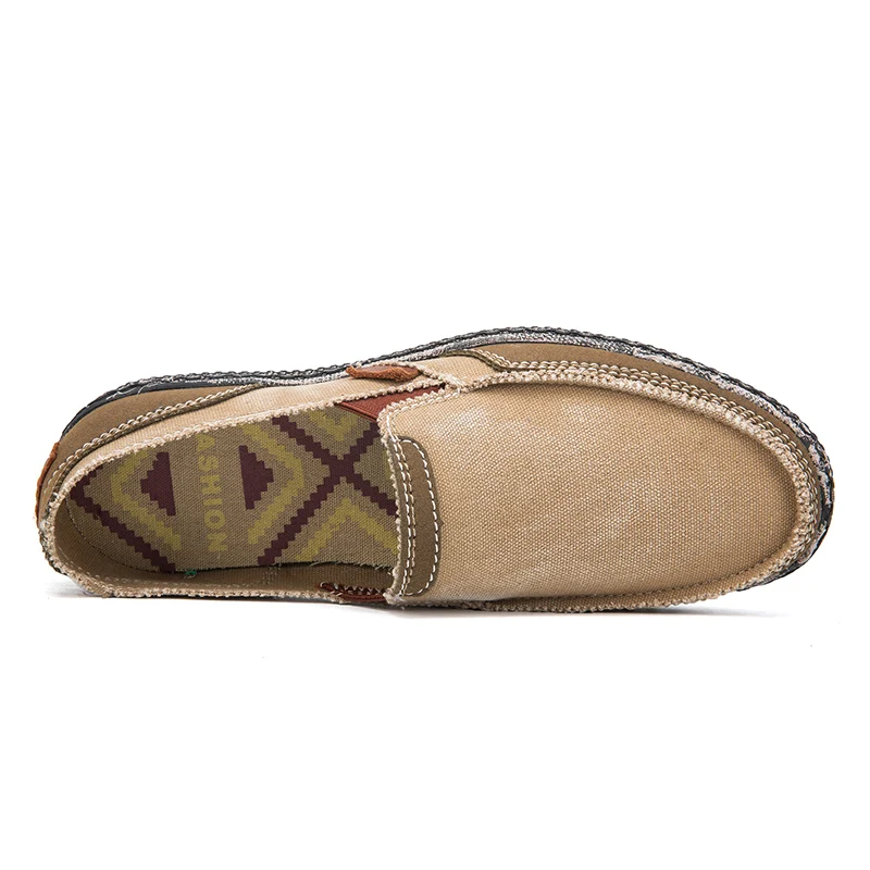 Summer Canvas Men's Shoes Breathable Casual Driving Shoes Slip on Men's Flat Shoes Vintage Style Male Loafers Big Size 39-47