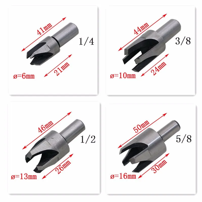 Прямой и конический резец деревянных заглушек, резец отверстий для деревянных заглушек, сверло по дереву 1/4 3/8 1/2 5/8