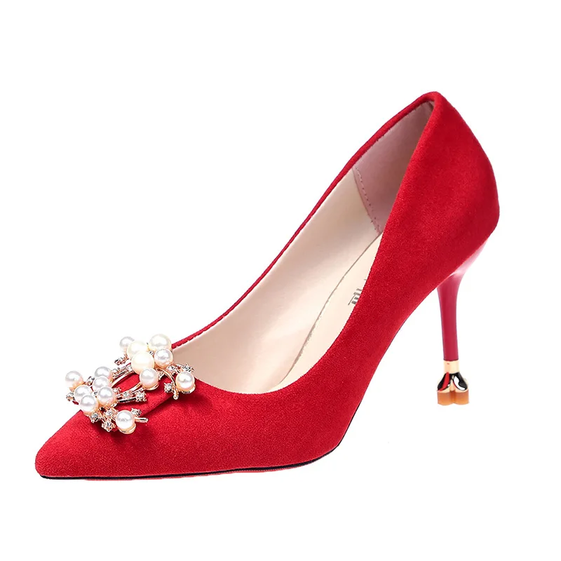 

Spring summer 2019 Korean version water diamond fashion wedding lady pointed thin with shallow mouth fashion sexy high heel
