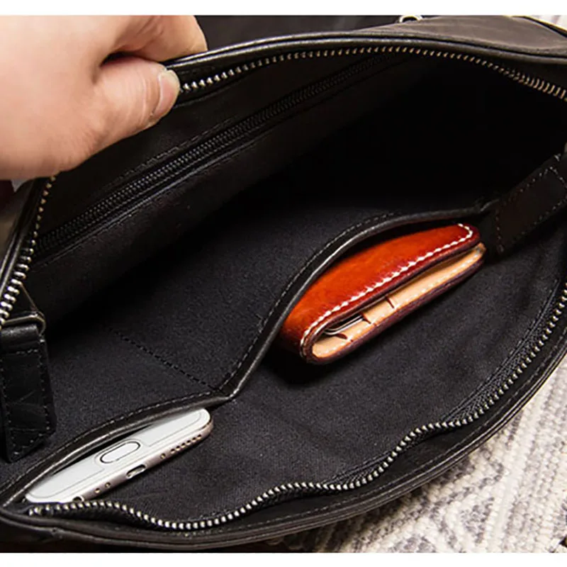 AETOO Leather oblique cross bag, men's head leather hand-caught shoulder bag, personality business casual bag