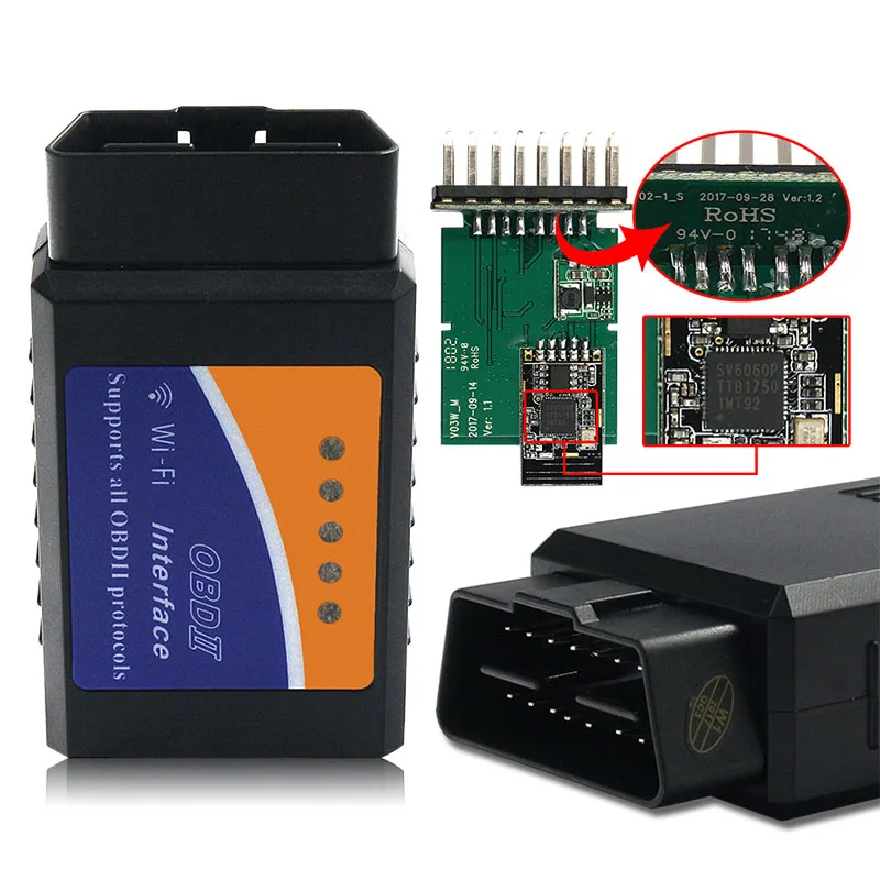 100% реальный PIC18F25K80 ELM327 WIFI V1.5 ELM 327 для Android Torque/ПК Поддержка всех протоколов OBD2 13