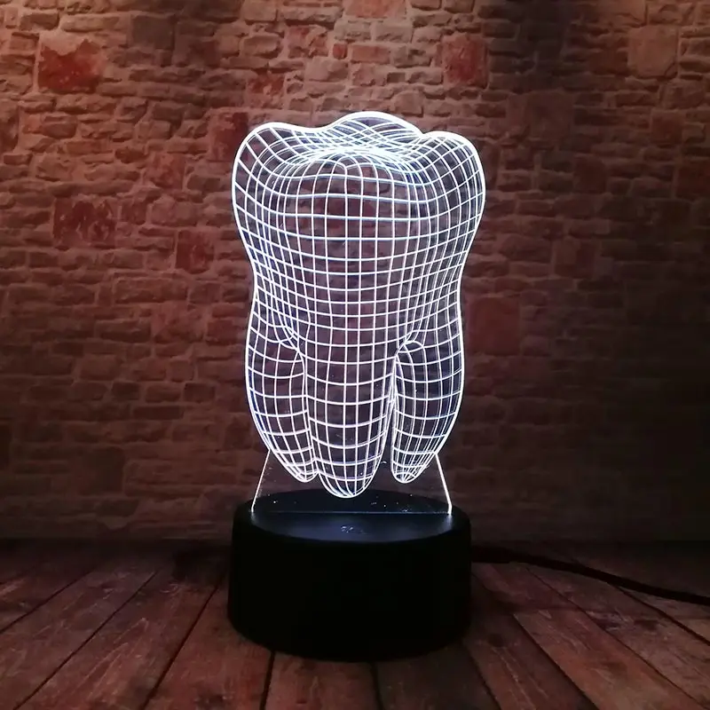 

Tooth Figure Model 3D Luminous Lamp LED Colourful Touch Light Flashing Sleeping Nightlight Collectible Model Toys