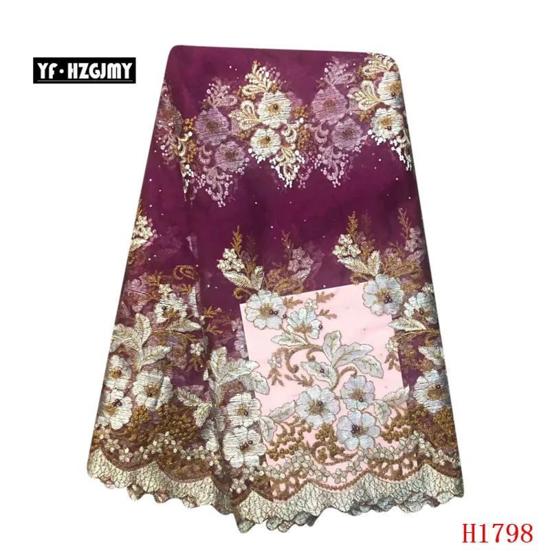 YF HZGJMY Nigerian Lace Fabrics 2019 High Quality Beaded African Floral Embroidered French Tulle Net Fabric A1798 | Дом и сад