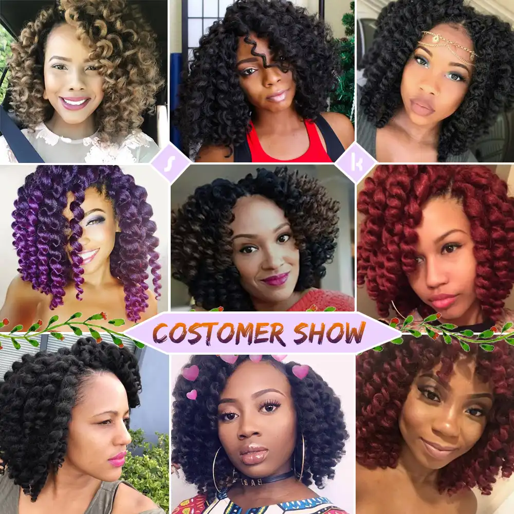 Ombre Jumpy Wand Curl Crochet Braids 22 Strands Jamaican Twist