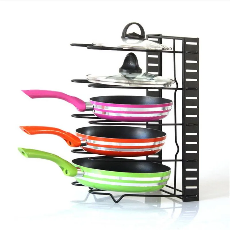 5 Layer Kitchen Organizer Rack Adjustable Metal Pantry Pan and