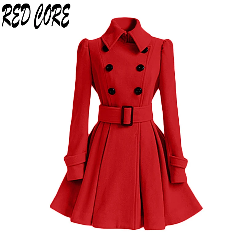 REDCORE осень полушерстяные одноцветное пальто для женщин; Большие размеры женские пальто длинные Повседневное верхняя одежда Для женщин s