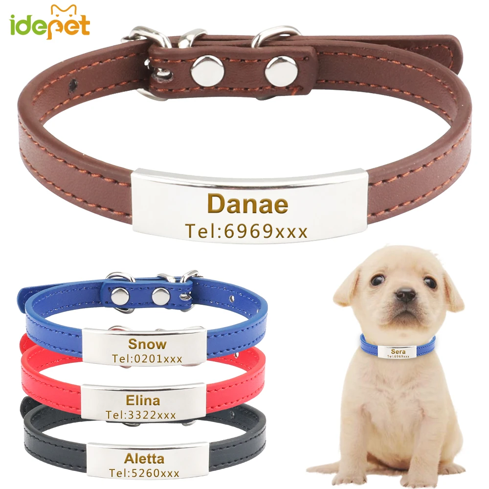 Collar personalizado para perro, placa de identificación con nombre para cachorro y gato, ajustable, con grabado 30|Collares|