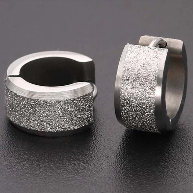 

Hot Selling Titanium7*9mm Pressure Sand Matte Pendientes Aro Hoop Earrings for Women Round Circle Earings