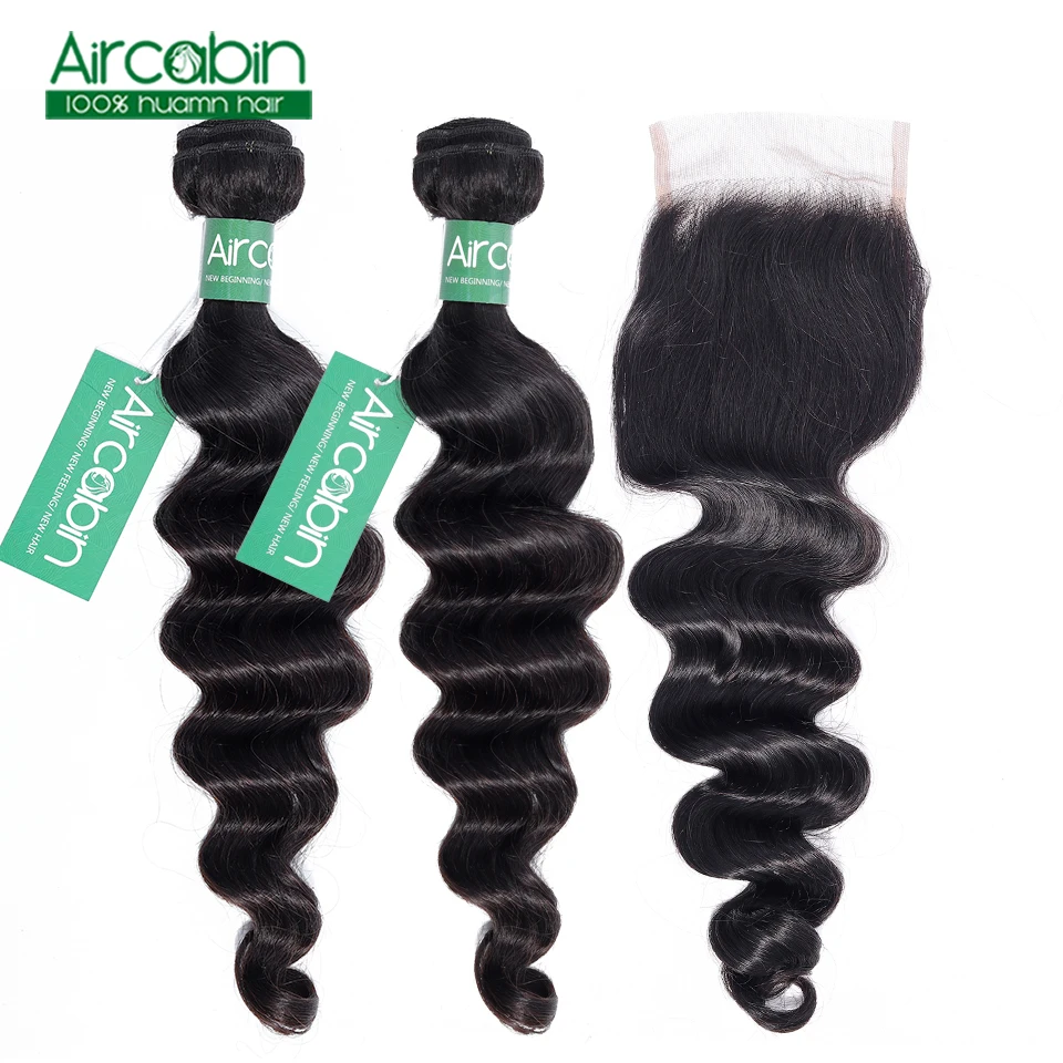 

Loose Deep Wave Bundles with Closure Raw Indian Human Hair Weave Bundles with Lace Closure Aircabin Remy Hair Extensions