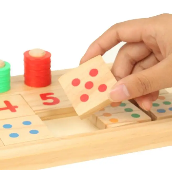 Монтессори домино для детей дошкольного возраста обучающие средства подсчета и укладки доска деревянная математическая игрушка