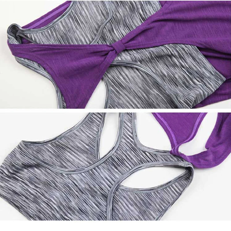 Женская спортивная майка для тренажерного зала + бюстгальтер футболка жилет йоги