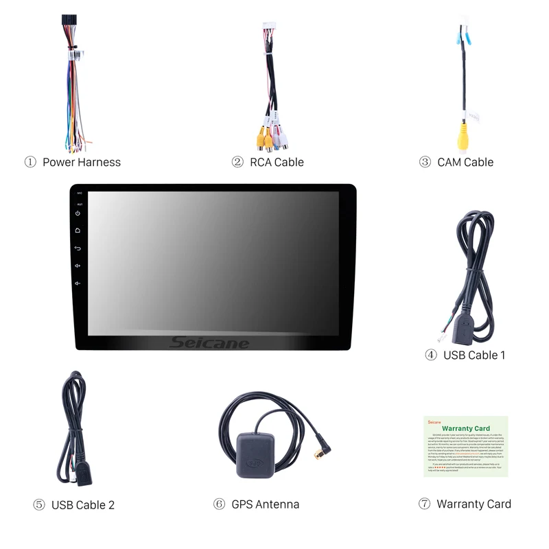 Excellent Seicane HD 1024*600 Touchscreen Android 8.1 Universal Car GPS Navigation Bluetooth Car Multimedia Player Support Backup Camera 4