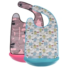 2 Pieces Extra Large Waterproof Adult Mealtime Bib Clothes Clothing Reusable Protector Aprons