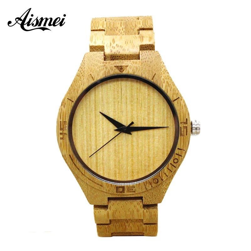 

2018 New Wooden Watch Male Timepiece Simple Design Men Top Brand Wrist Watches Nature Hand-made Bamboo Quartz Clock Man De