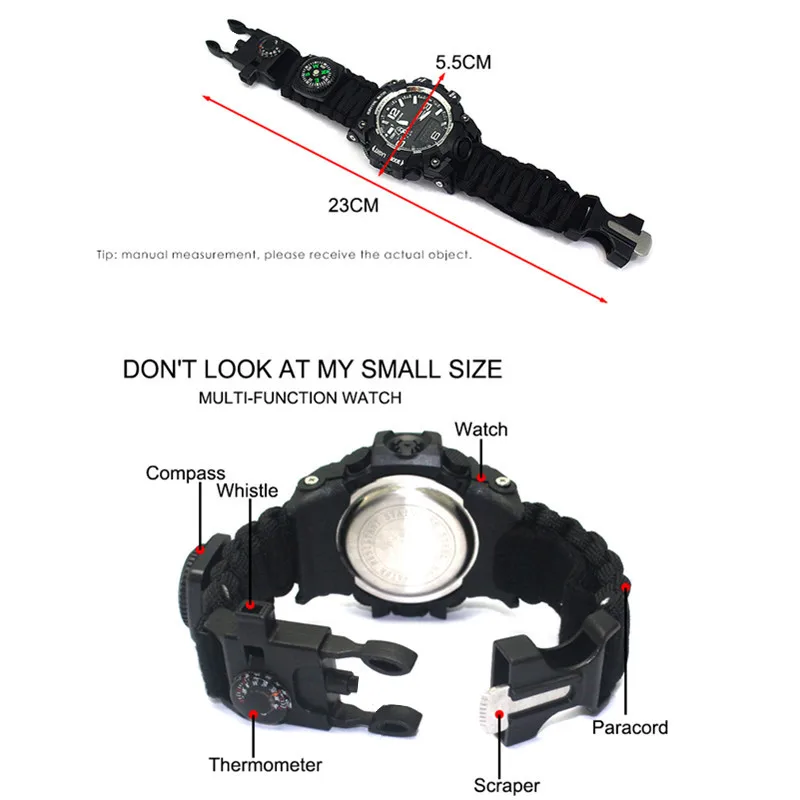 Outdoor Camping Survival Watch Multi-functional Paracord Watch with Compass Whistle Thermometer Rescue Rope Survival kit EDC Outdoor Camping Survival Watch Multi-functional Paracord Watch with Compass Whistle Thermometer Rescue Rope Survival kit EDC