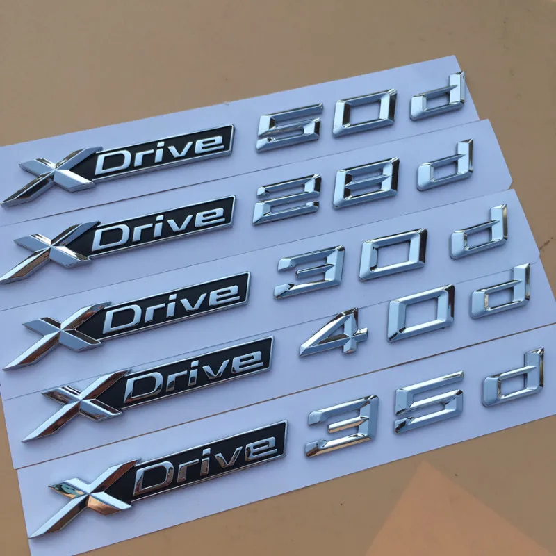 

3D ABS Silver Car Styling Tail Badge for BMW X1 X3 X5 X6 Series Stickers 20d 25d 28d 30d 35d 40d 45d 48d 50d Emblem Logo Letters