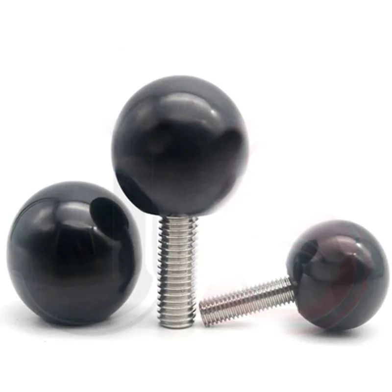 

2Pcs M5 Stainless Steel spherical bakelite Round head Hand screws 20mm OD Small Knob handle screw bolt 35mm-60mm L black