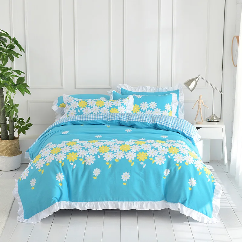 2018 Korean Bedding Set 100 cotton Duvet Cover Flat Sheet Pillowcase