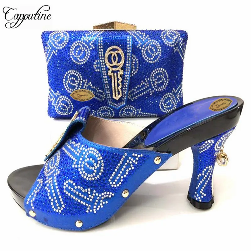 

Capputine 2018 Italian Design Sandals Shoes With Bag Set Summer Fashion High Heels Woman Shoes And Bags Set For Party Size 37-43