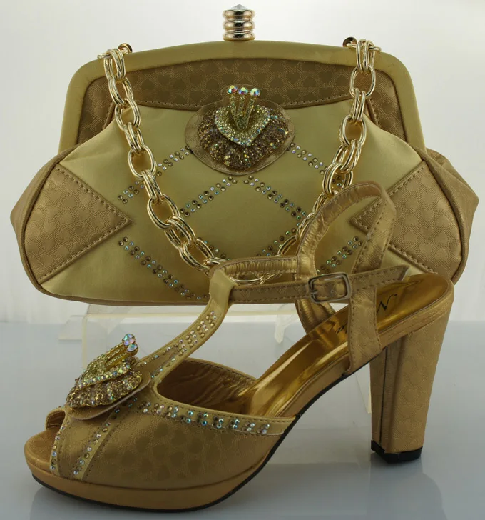 ME0021 Yellow 2016 New Comming Matching italian shoe and bag set with free shipping High heel
