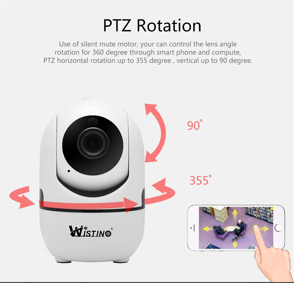Wistino CCTV  Wireless IP Camera  Auto Tracking 720P Surveillance Security Home Camera Indoor PTZ Video Baby Monitor Wifi Night Vision (5)
