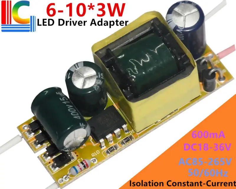 Freeshipping 6-10*3W Led Driver 18W 21W 24W 27W 30W Power Supply AC85-265V Lighting Transformer Output 18-36VDC 600mA 5PCS/Lot Freeshipping 6-10*3W Led Driver 18W 21W 24W 27W 30W Power Supply AC85-265V Lighting Transformer Output 18-36VDC 600mA 5PCS/Lot
