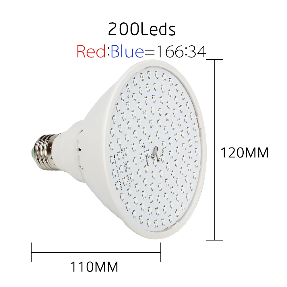 Светодиодный s растут светильник E27 85-265V 60/126/200 светодиодный s полный спектр комнатное растение лампа светодиодный для растений, ваза для цветов гидропоники Системы завод светильник