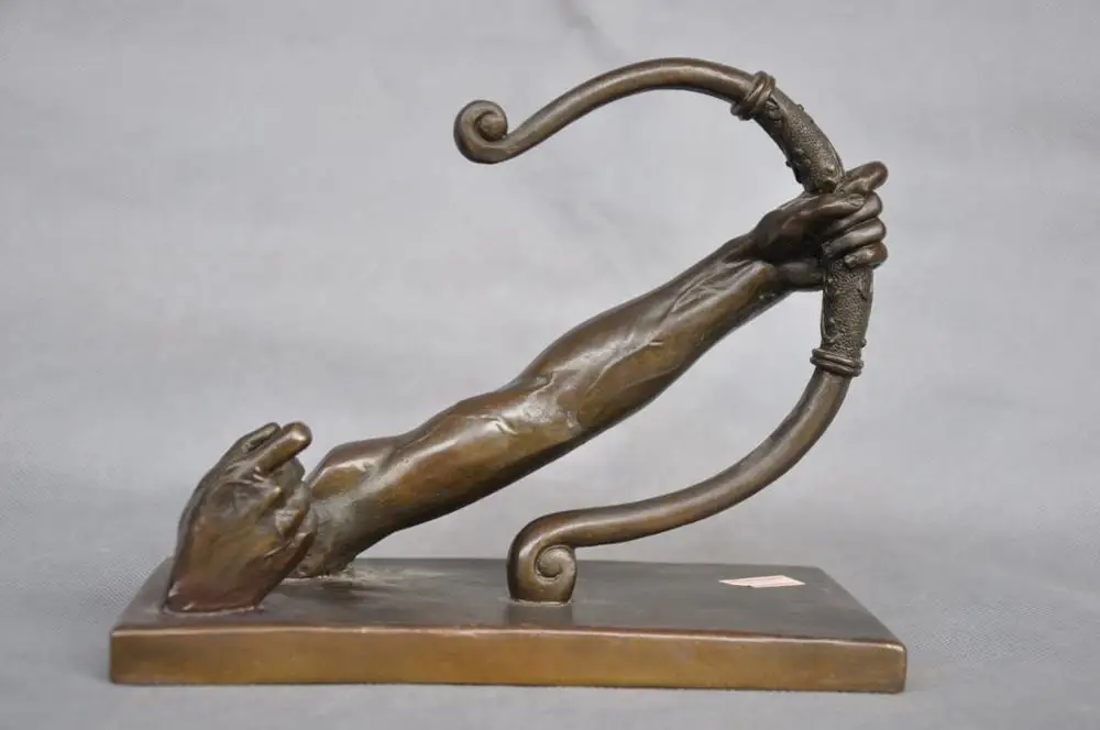 

SS 8'' China Abstract Arm Shoot Bow Arrow Bronze Statue