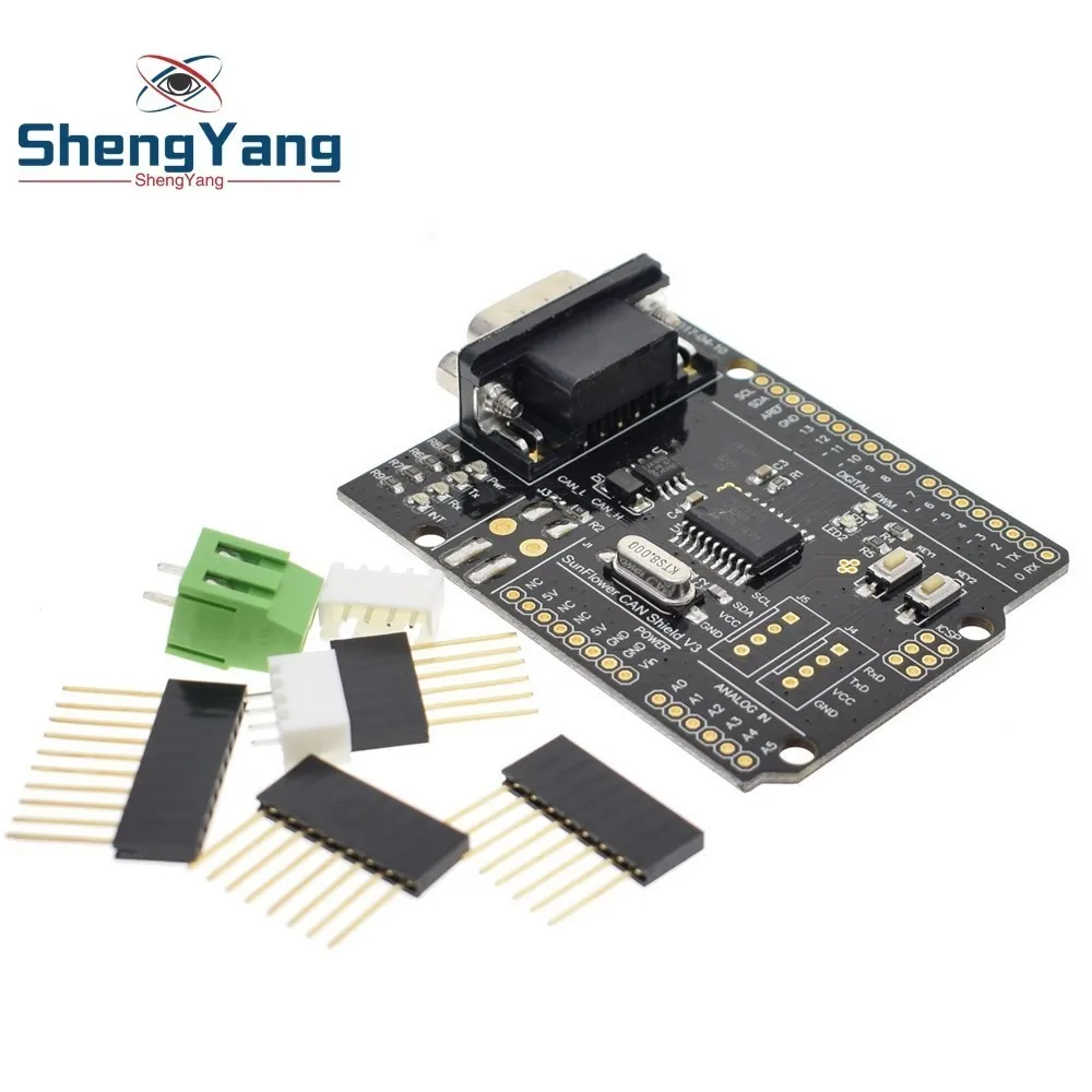 

MCP2515 Can Bus Shield Board Module SUB-D Connector Standard UART IIC SPI LED Indicator Controller CAN 4.8-5.2V for Arduino