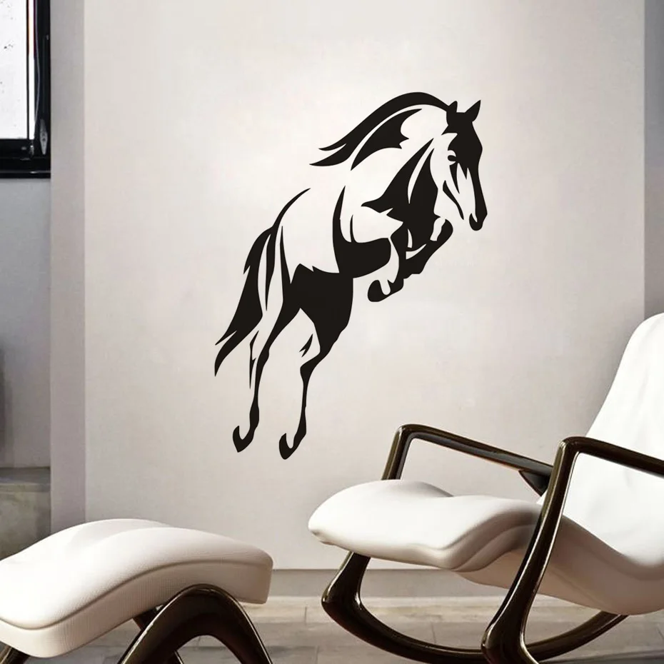 Animals Wall Decals Outline Beautiful Horse Jumping Wall Stickers, Nursery Children Room Vinyl