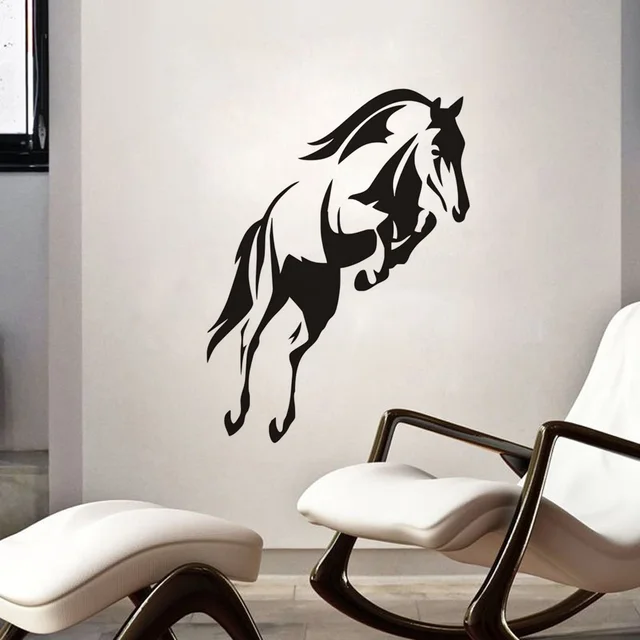 animals wall decals outline beautiful horse jumping wall stickers