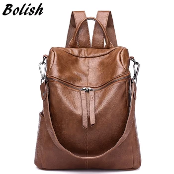 

Fashion explosion models wear casual multi-function backpack soft leather waterproof anti-theft shoulder bag female models