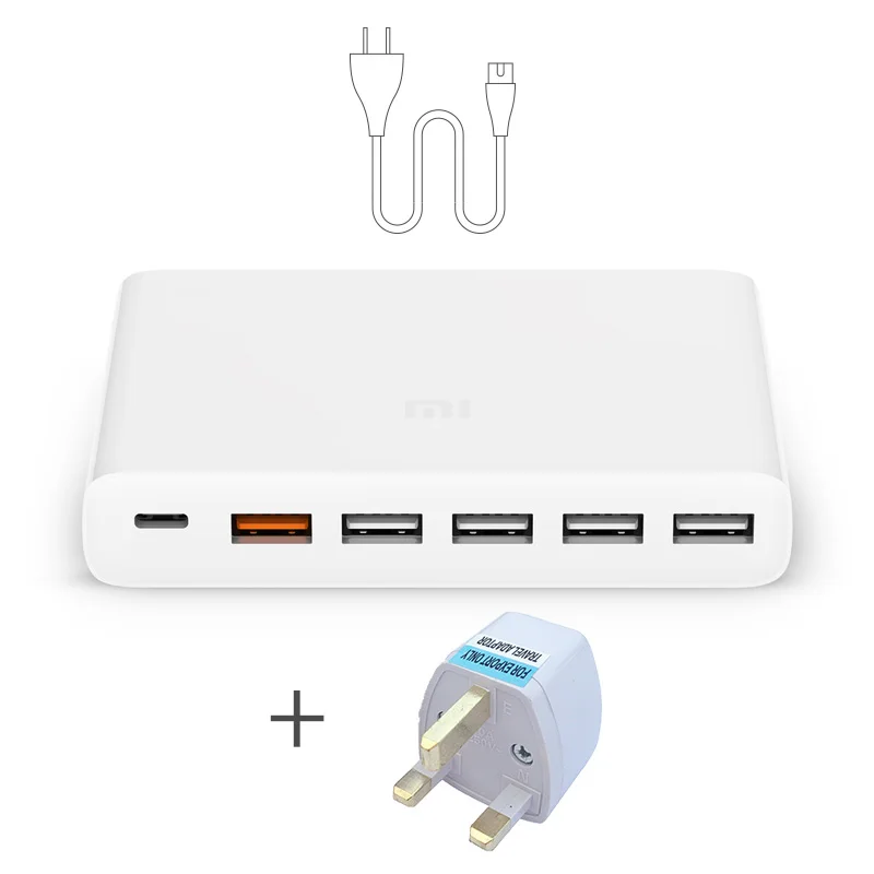 Оригинальное Xiaomi Mi USB-C 60 Вт(всего) зарядное устройство Smart output 1 type-C 5 USB-A Dual QC 3,0 Quick Charge 18 Вт x2+ 24 Вт(5 В = а макс