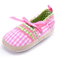 Girl Toddler Soft Sole Tartan Princess Shoes Pink Jane Baby Shoes Prewalkers