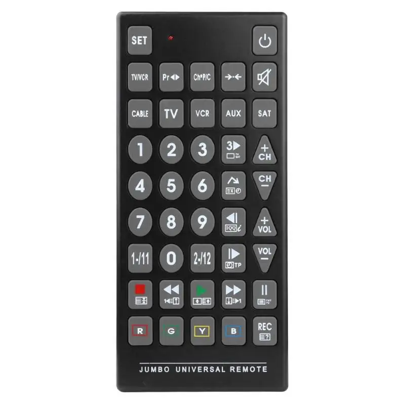 

QFX REM-115 Oversize 8 in 1 Universal Remote Control for TV DVD Recorder / Oversize Key Controller for Big-button TV Sets