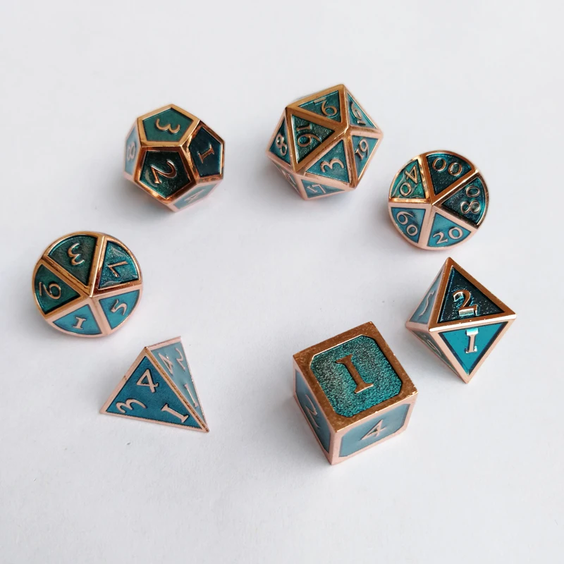 

Factory exports new fonts underground 7 computers/set creative RPG dice d and d metal mold red copper transparent blue