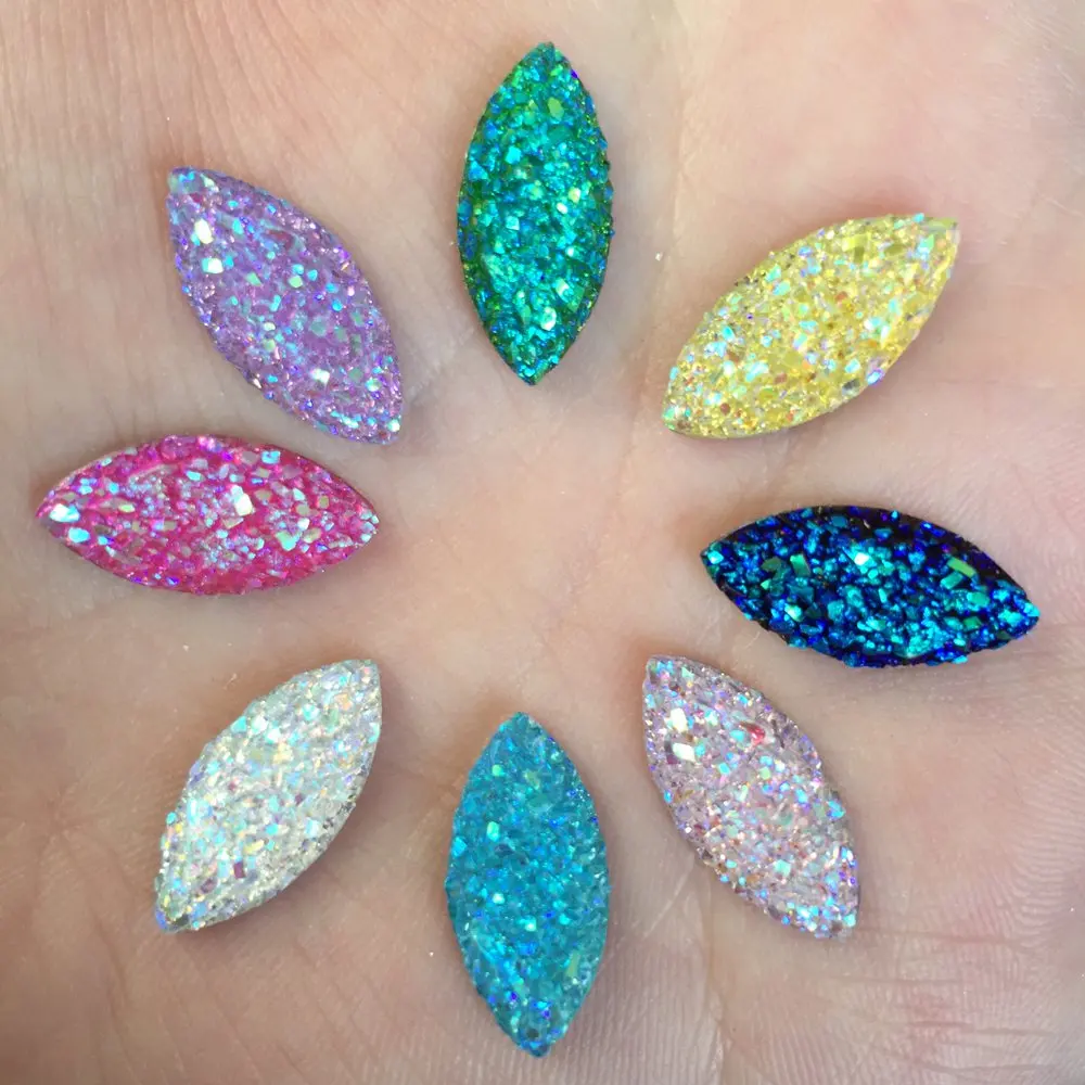 

Hot 40pcs AB resin 9*18mm Ore horse eye Flatback rhinestone Scrapbook DIY Wedding ornaments buttons crafts PD57