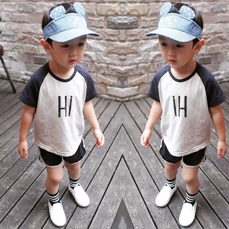 2020 New Kids Clothes Set Summer letter Boys Clothes Sets Baby T Shirts