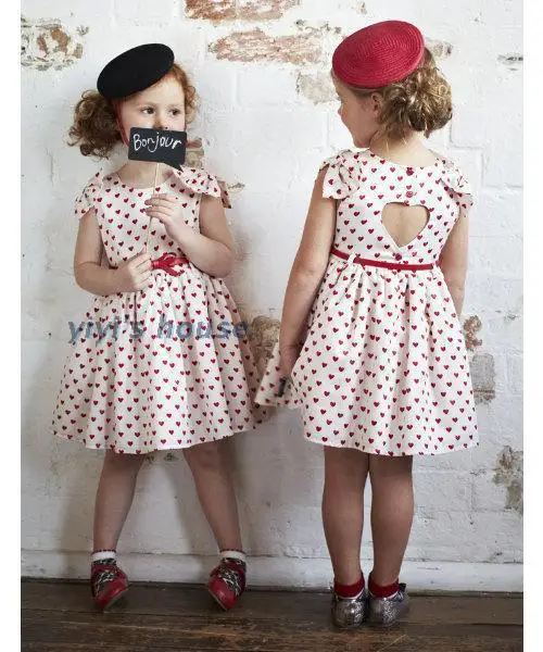 Girls Heart Pattern Dresses Children Vintage Dress Shape Backless Dressy Clothing Kid Gown Ball Bowknot Girls Heart Pattern Dresses Children Vintage Dress Shape Backless Dressy Clothing Kid Gown Ball Bowknot