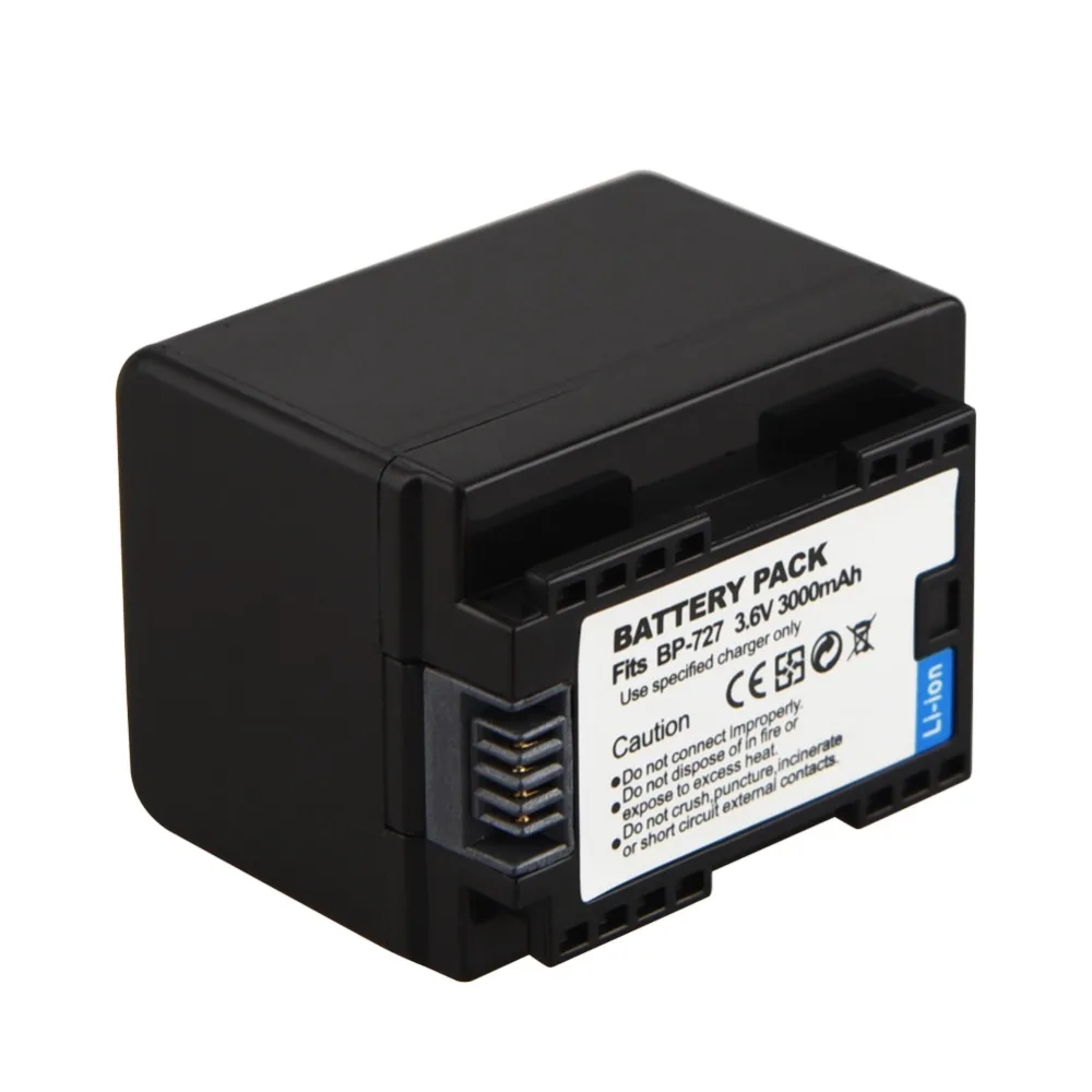 

1pc 3.6V 3000mAh BP-727 Full Decoded Digital Camera Battery for Canon VIXIA HF M50 M52 500 M56 M506 HF R30 R32 R36 R38 R300 R306